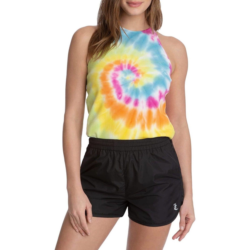 NWT Juicy Couture Sz 3X Women’s Tie Dye Ribbed Halter Tank Top In Spiral Combo